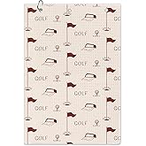 BCUANGD Vintage Golf Towel - Trenndy Modern Sports Club Golf Bag Accessories Towel, Preppy Disc Weave Waffle & Ball Towels with Carabiner Clip Gifts for Golfer Women Men Kids, 16"x24"