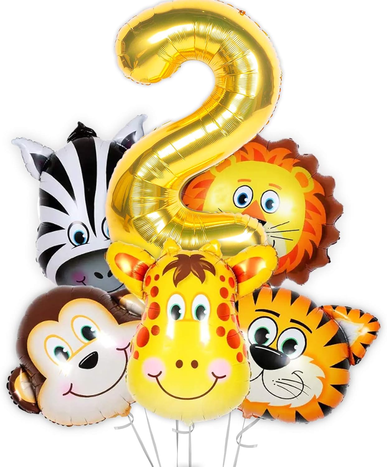 Two Wild Balloons for 2nd Birthday Large Mylar Foil Safari Jungle Animal