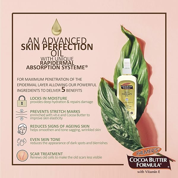 PALMER’S COCOA BUTTER FORMULA SKIN THERAPY MOISTURIZING BODY OIL WITH VITAMIN E & PURE ARGAN OIL, DEEP BODY MOISTURIZER FOR DRY, DAMAGED SKIN, SCARS OR STRETCH MARKS, 2 OUNCES