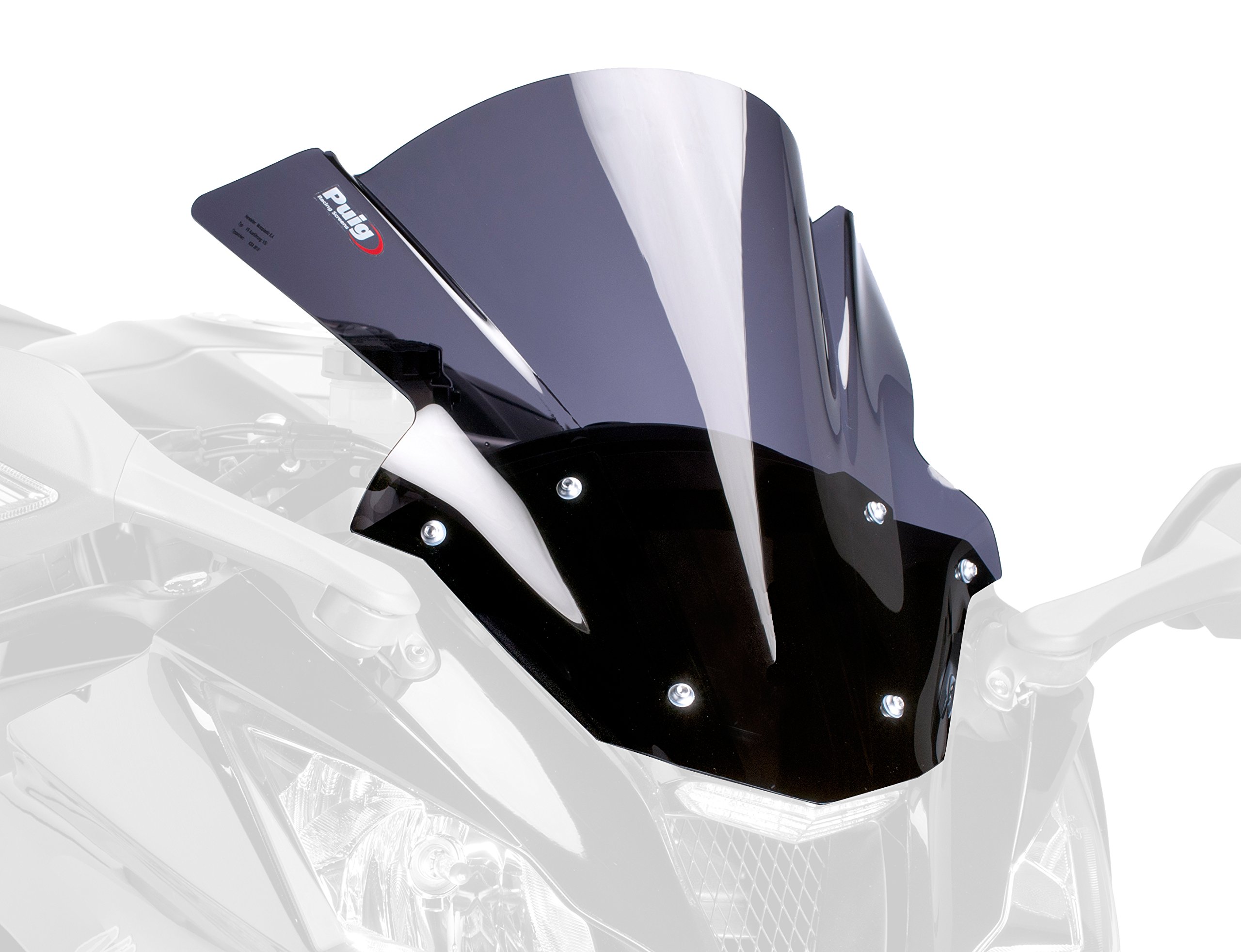 Puig 5603F Z-Racing aerodynamic and sporty windscreen made of 3 mm acrylic with double height and side channels that improve protection and stability, Dark Smoked