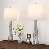 Lavish Home 30 Inch Table Lamps Set of 2 Contemporary Hammered Glass Lights for Bedroom, Living Room, and Office with Energy-