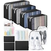 ALL INCLUDED - 12 Set Packing Cubes for Suitcases Carry On, Travel Essentials/Accessories Luggage Organizer Bags Set, Includes Cubes, Shoes Bag, Matte Cosmetic Bag, Zipper Bags