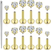 Uzgtvy 18G 16G 14G Lip Labret Medusa Nose Rings Studs Flat Back Earrings Internally Threaded 316L Surgical Steel Snake Bites Lip Rings Flat Back Cartilage Tragus Helix Conch Earring Stud 6mm 7mm 8mm