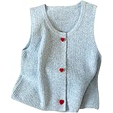 SHENHE Women's Sweater Vest Button Down Crew Neck Sleeveless Soft Knit Sweater Tank