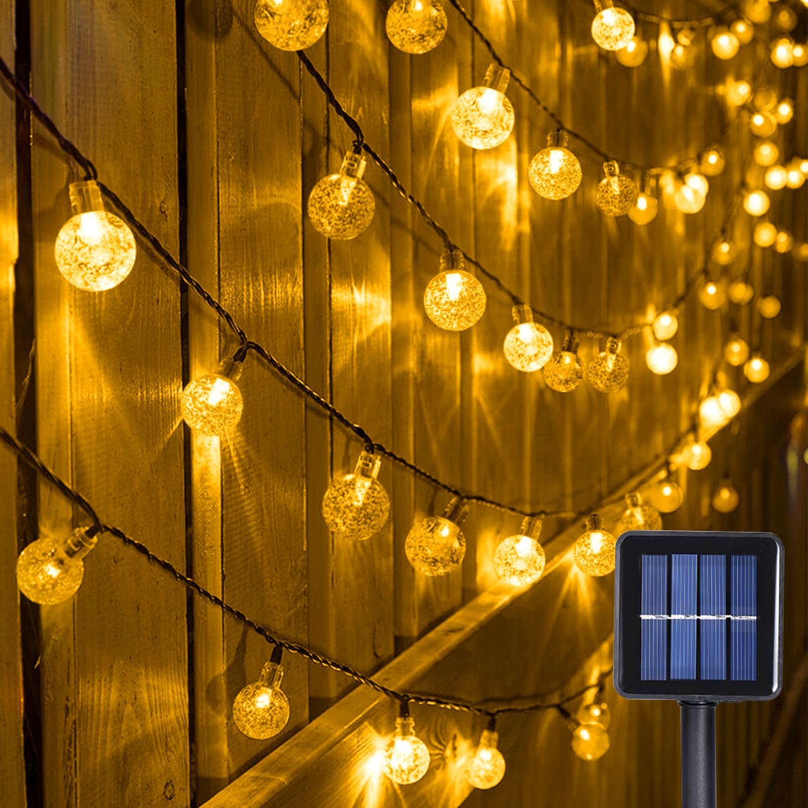 WoskjXas Solar Bubble Light String, 12m 100LEDs Solar Decorative Lights Outdoor, Garden Lights Waterproof with 8 Flashing Modes, LED Outdoor Fairy Lights for Courtyard Garden Bar Hotel Party