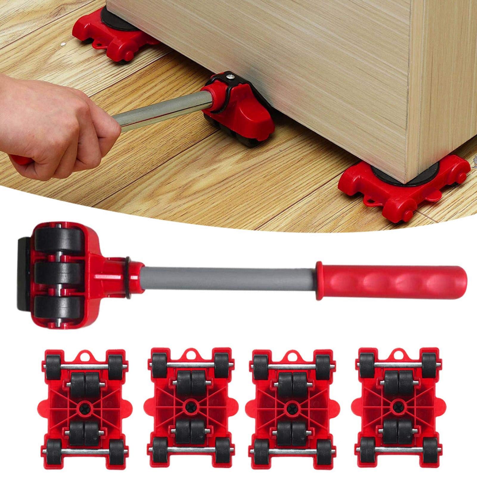 5pcs/Set Furniture Mover Lifter Kit, Heavy Duty Furniture Lifter with 360 Degree Rotatable Pads for Easy and Safe Moving Furniture Slides Kit Furniture Move Roller Tools