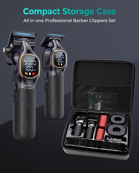 VGRPRO PROFESSIONAL HAIR CLIPPERS FOR MEN, PROFESSIONAL BARBER CLIPPERS AND TRIMMER SET, CORDLESS HAIR CLIPPERS FOR HAIR CUTTING WITH PACKAGE CASE, POWERFUL 9000 PRM RECHARGABLE ELECTRIC (BLACK)