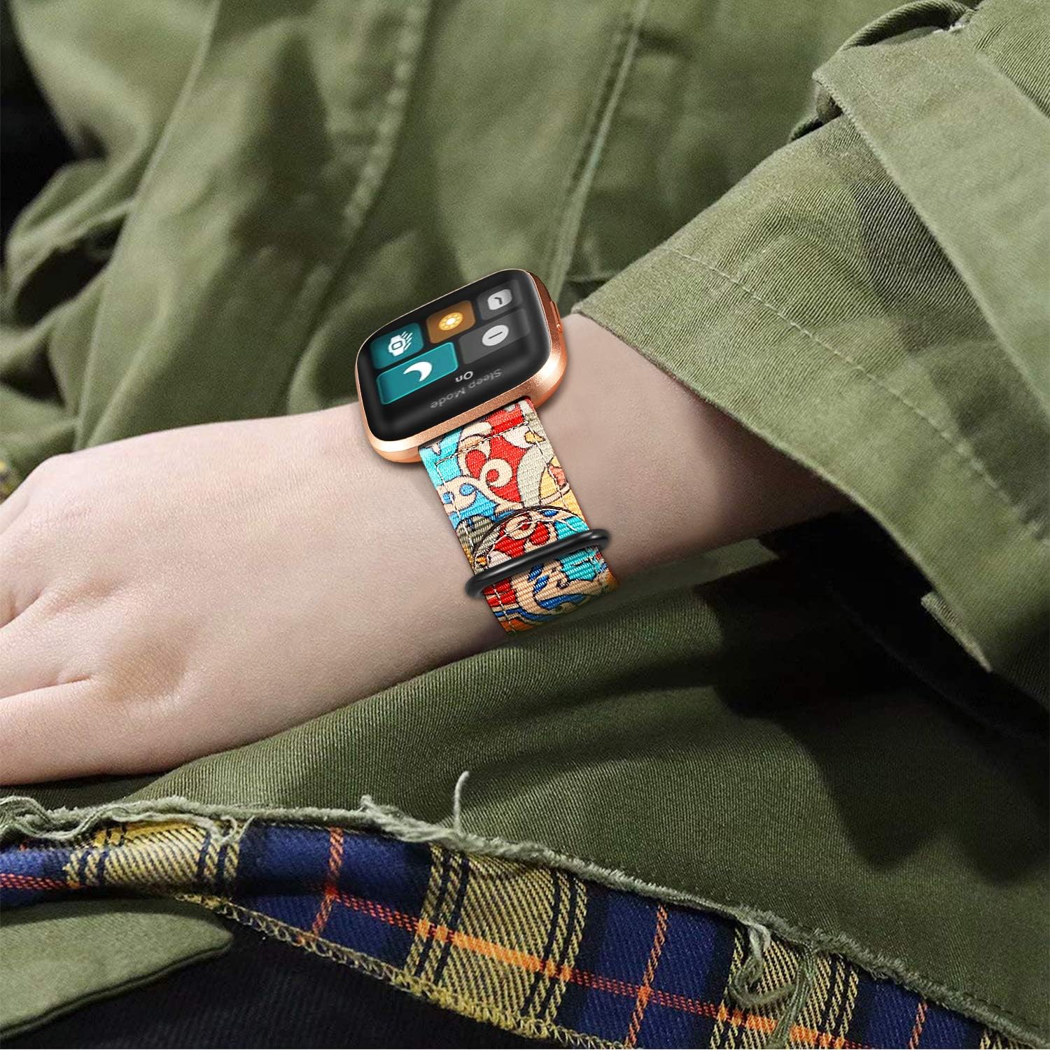 Fintie Bands Compatible with Fitbit Versa 2 / Versa/Versa Lite Edition, Soft Nylon Replacement Strap Wristband Accessories Compatible with Fitbit Versa Smart Watch, Cartoon Floral: Home Audio & Theater