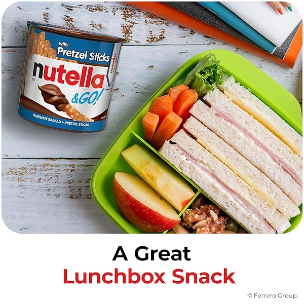NUTELLA & GO! CHOCOLATE HAZELNUT SPREAD WITH COCOA + PRETZEL STICKS, 12 SNACK PACKS, 1.9 OZ EACH