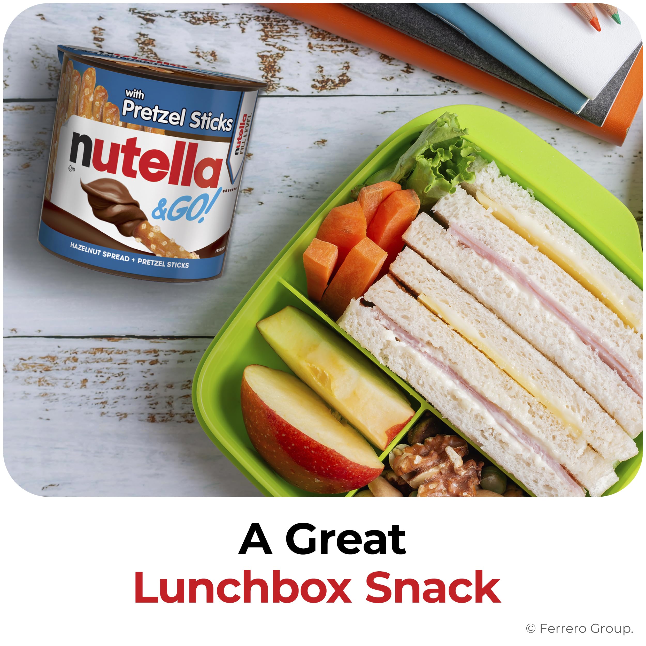 Nutella & GO! Bulk 24 Pack, Hazelnut and Cocoa Spread with Pretzel Sticks, Stocking Stuffers, Snack Cups, 1.9 oz Each​