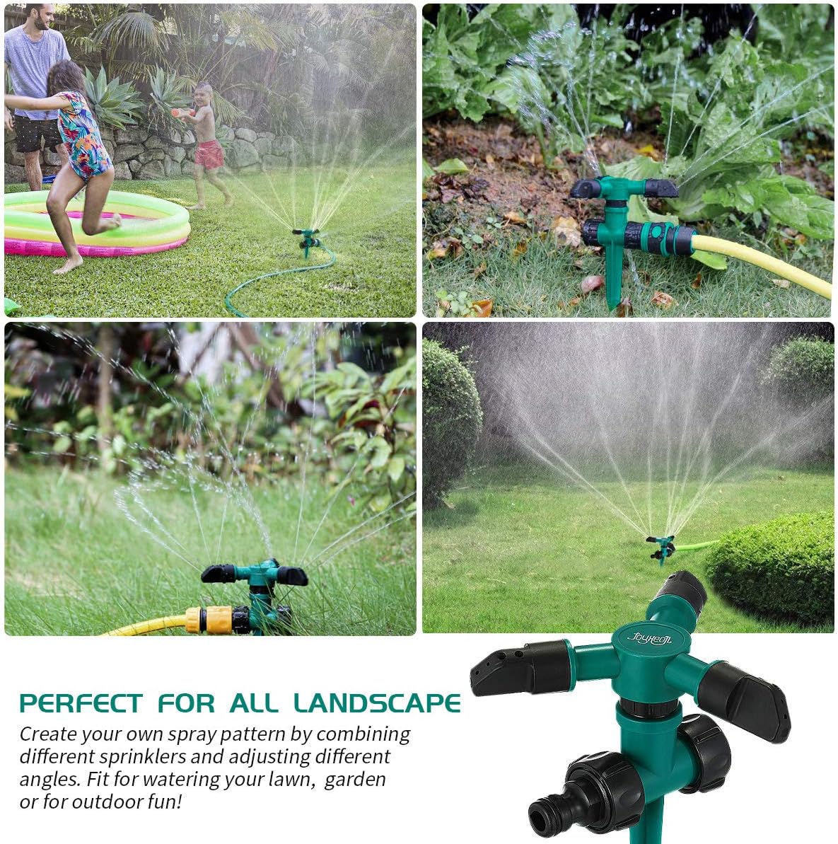 JOYXEON Lawn Sprinkler (Set of 2) 360 Degree Automatically Rotating Sprinklers for Garden with 2 pcs Butterfly Rotary Sprinklers Rotating Irrigation System for Garden Yard Kids 3, 000 Sq. Ft Coverage : Garden & Outdoor