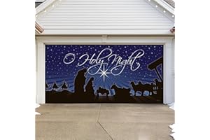 MY DOOR DECOR 7' x 16' Peaceful O Holy Night Nativity Garage Door Banner - Designed to Move with Door | Sacred Christmas Double Garage Door Decoration