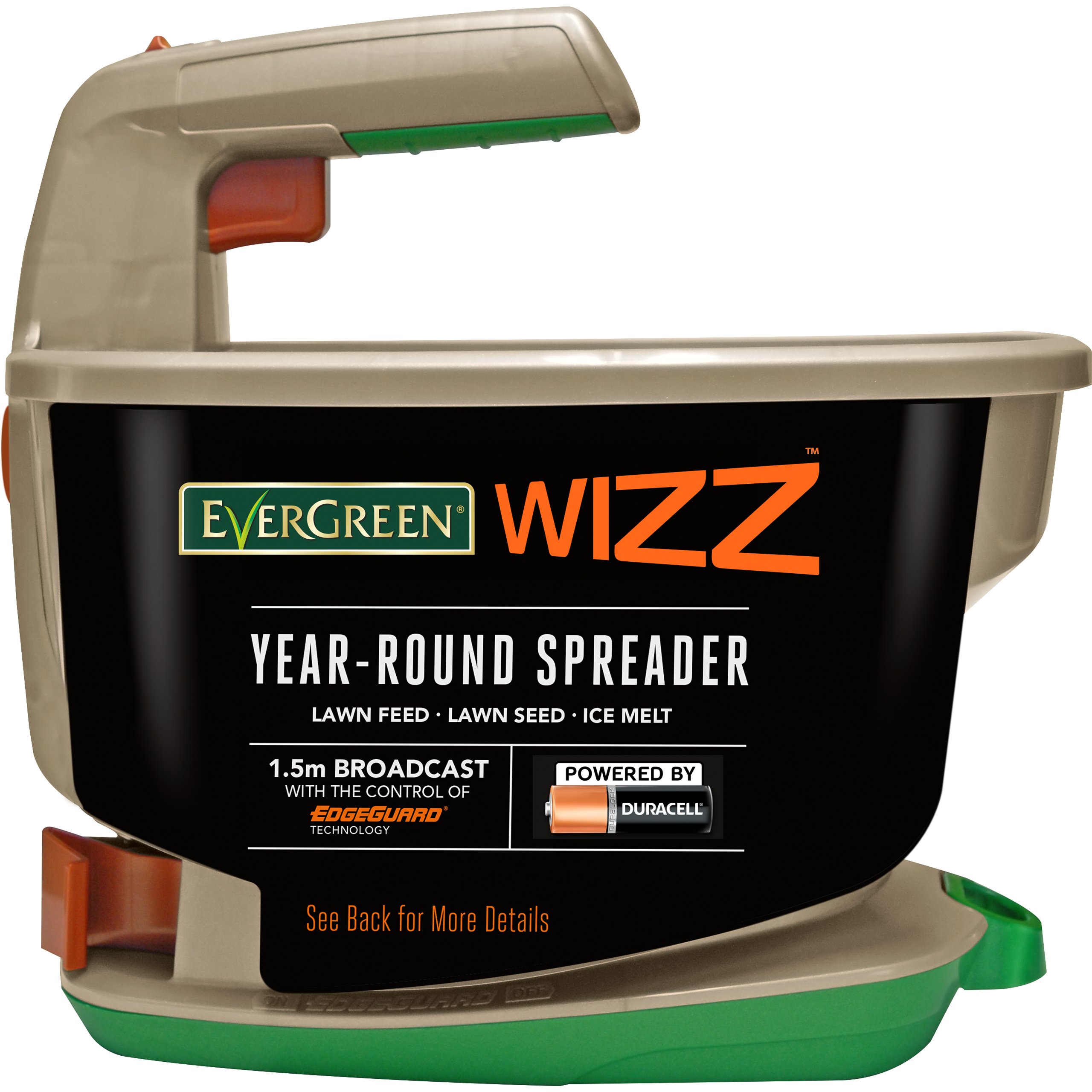 EverGreen Wizz Year Round Spreader, Laen Feed & Seed Spreader, 29.4 x 19.9 x 27.5 cm, Grey