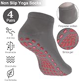 Dacitiery 4 Pairs Non Slip Yoga Socks Women Men Grips Anti Slip Gripper Socks view 4
