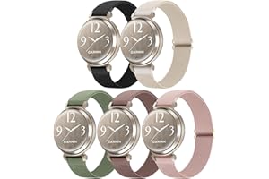 Conidido 5 Pack Nylon Band Compatible with Garmin Lily 2, 14mm Elastic Nylon Soft Loop Straps Quick Release Replacement Adjustable Wristband for Lily 2 Active/2 Classic Smart Watch Accessory for Women
