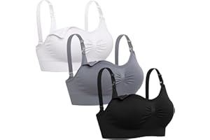 Lataly Womens Seamless Nursing Bra Sleeping Maternity Bralette for Breastfeeding Pack of 3