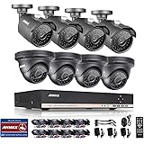 ANNKE 8-Channel HD 1080N Video Security System DVR and (8) HD 960p Indoor/Outdoor 1.3MP Cameras with IP66 Weatherproof Metal Housing