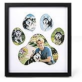 AELS Dog Paw Print Photo Collage Frame, Holds 5 Pictures of Pets & Owners, Ideal Gift for Dog Lovers Moms & Dads, Black Pet Memorial Keepsake and Wall Décor, 10.24" x 11.4"