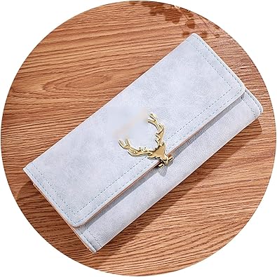 Amazon お財布人気 長い財布レディース 通学 通勤かわいいおしゃれおしゃれ鹿折りたたみ財布電話バッグ 水色 硝子フェアリー 財布 財布