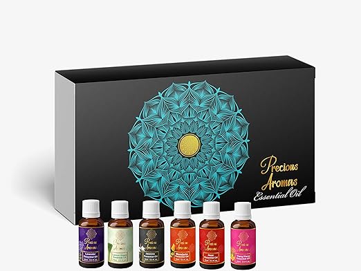 Precious Aromas Pure Lavender, Lemongrass, Jasmine, Mandarion, Rose and Ylang Ylang Essential Oils, 100% Natural and Therapeutic Grade, 15 ml (Pack of 6)