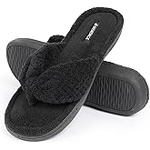 CIOR Women's Cozy Memory Foam Spa Thong Flip Flops House Indoor Slippers Plush Gridding Velvet Lining Clog Style-U1MTW017-0716