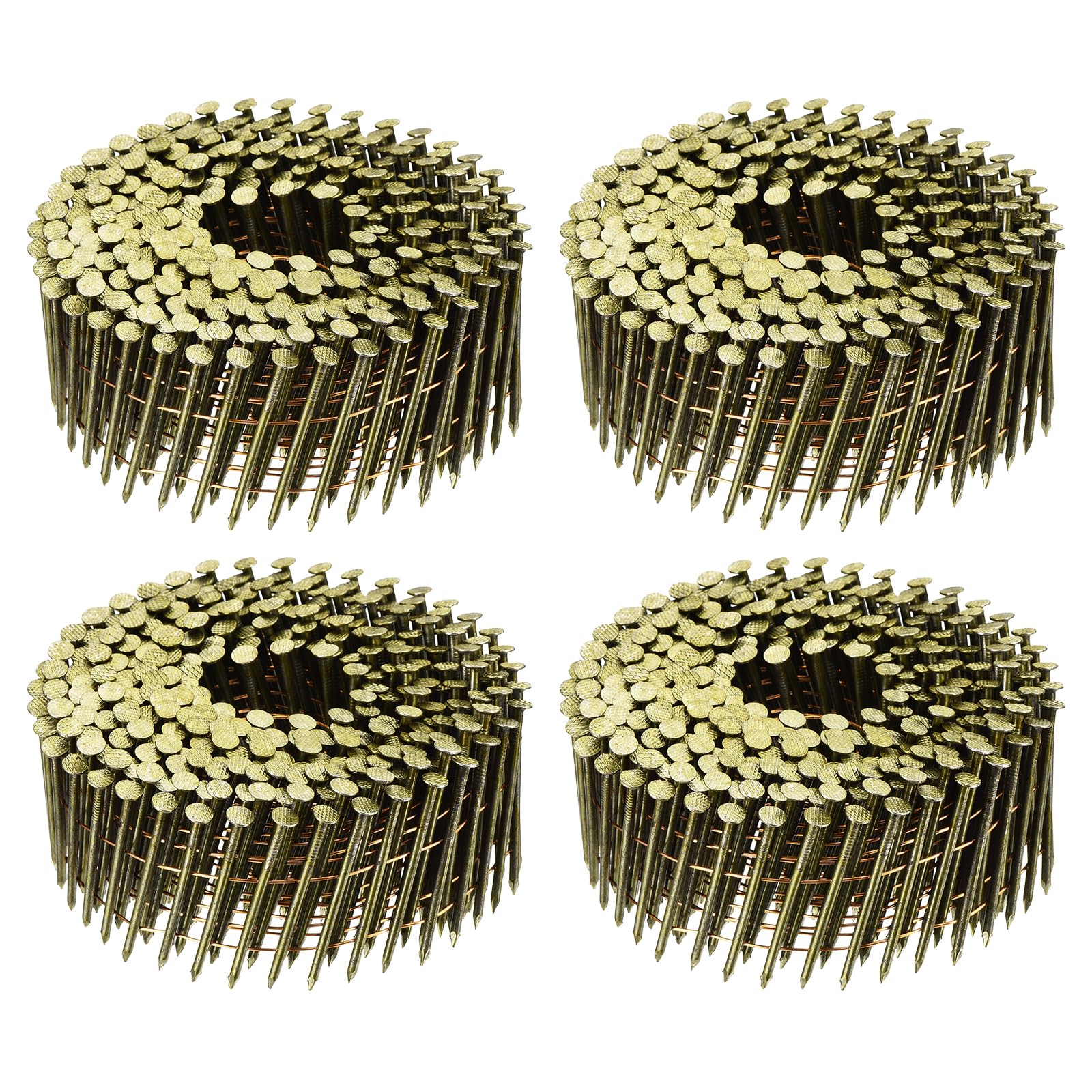 uxcell 1200 Count Siding Nails 2" x 0.091" 15-Degree Ring Shank Full Round Head Collated Wire Coil for Lath and Sheathing Materials