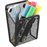 Sanpaint Magnetic Pencil Holder,Mesh Stainless Steel Pen Basket, Metal Writing Utensil Storage Organizer for Whiteboard,Black