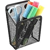 Sanpaint Magnetic Pencil Holder,Mesh Stainless Steel Pen Basket, Metal Writing Utensil Storage Organizer for Whiteboard,Blackboard,Kitchen, Locker, Home, or Office