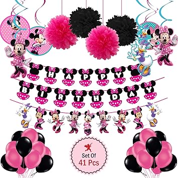 Party Propz Minnie Mouse Party Decoration Combo 41 Pcs For Minnie