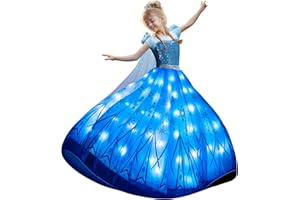 UPORPOR Princess Dresses for Girls Halloween Light Up Costume for Little Girls Christmas Toddler Princess Dress Up Clothes for Girls Age 2-10 Birthday Vestido de Princesa, 120 Blue