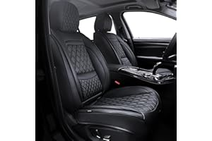Elantrip Luxury Car Seat Cover with Diamond Design, Leather Car Lumbar Cushion, Waterproof and Non-Slip Black SUV Protective Cover for Truck, Car, 1 Pair