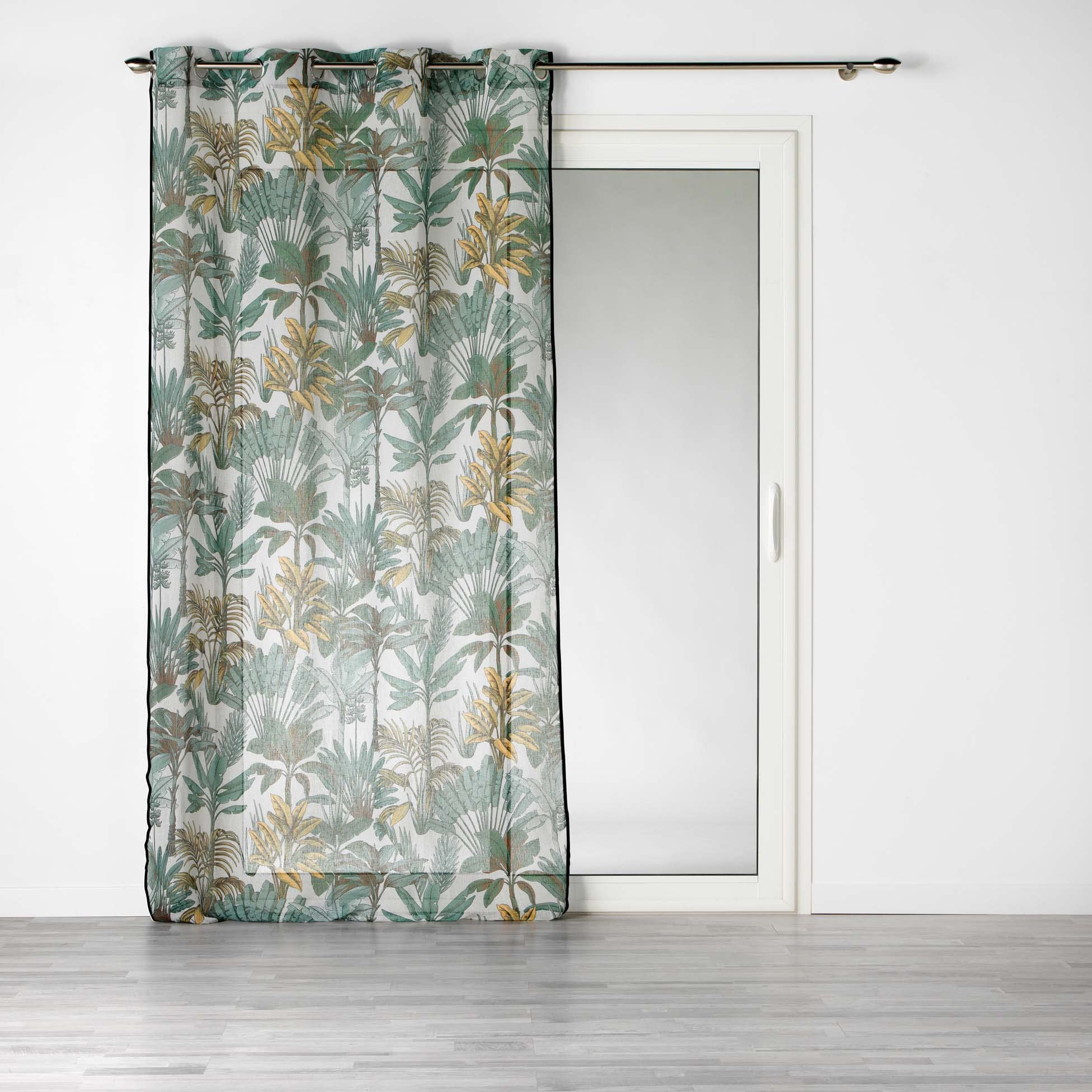 Douceur d'Intérieur, Linen Look Printed Eyelet Curtain 140 x 240 cm