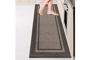 anllugs Kichen Rugs 24" x 84", Non-Slip Machine Washable Kitchen Runner Rugs Floor Mats, Absorbent Comfort Standing Mats for Kitchen, Sink, Laundry and Hallway, Grayish Brown & Coffee
