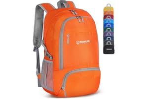 ZOMAKE Lightweight Packable Backpack 30L, Foldable Hiking Backpacks Water Resistant Compact Folding Daypack for Travel(Orange)