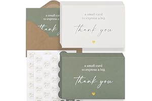 ZICOTO Beautiful Thank You Cards Set of 30 With Envelopes and Stickers - Modern Blank Cards For Personalized Notes - Perfect Bulk Stationary Set For All Occasions incl. Weddings, Business & Baby Showers