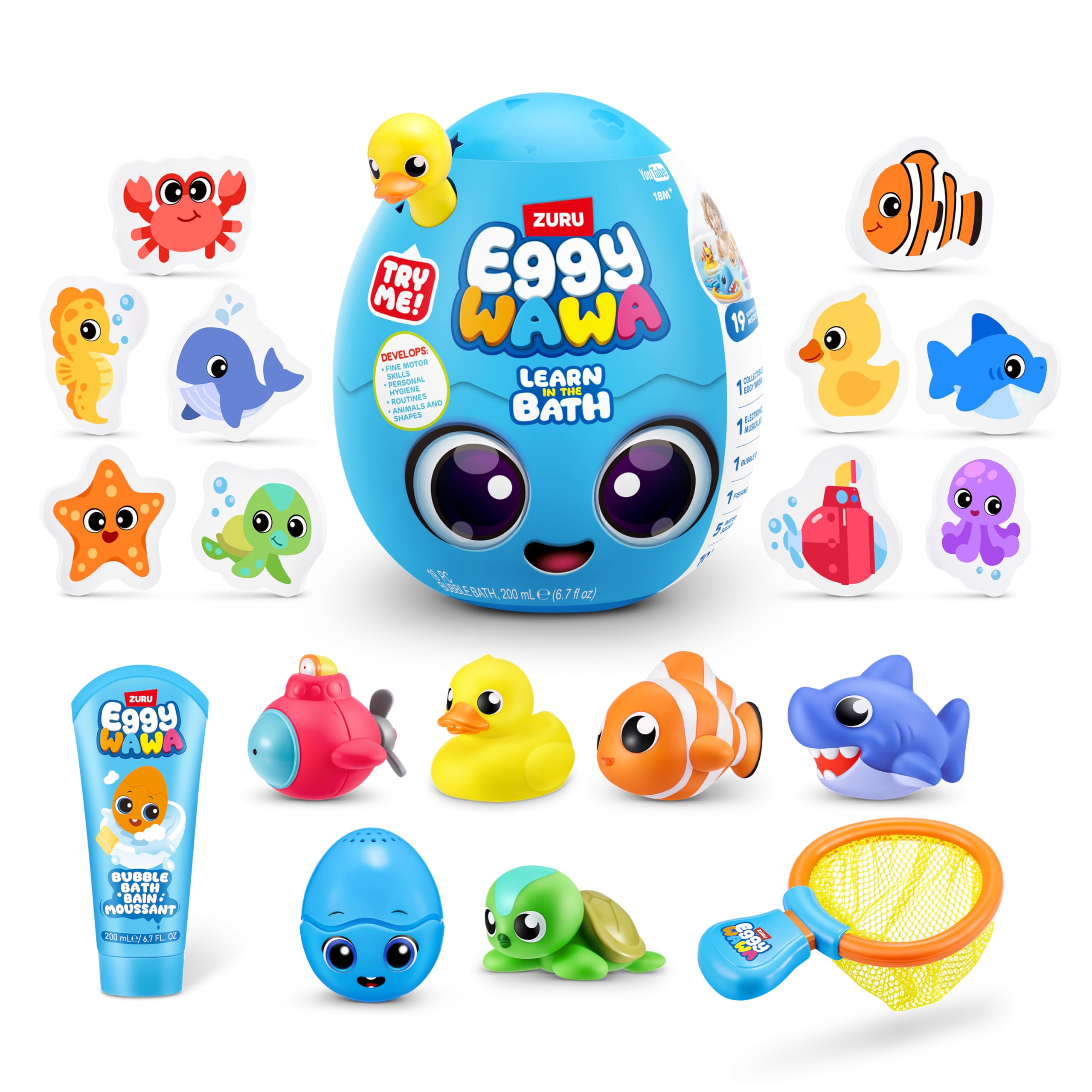 Eggy Wawa Learn in the Bath by ZURU, Pre-K Interactive Baby and Toddler Learning Toy With Music, Education, Learning, Motor Skills