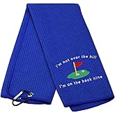 Embroidered Golf Towel Gift Golf Lover Gift I'm Not Over The Hill I'm on The Back Nine Golf Towel with Clip (Back Nine)