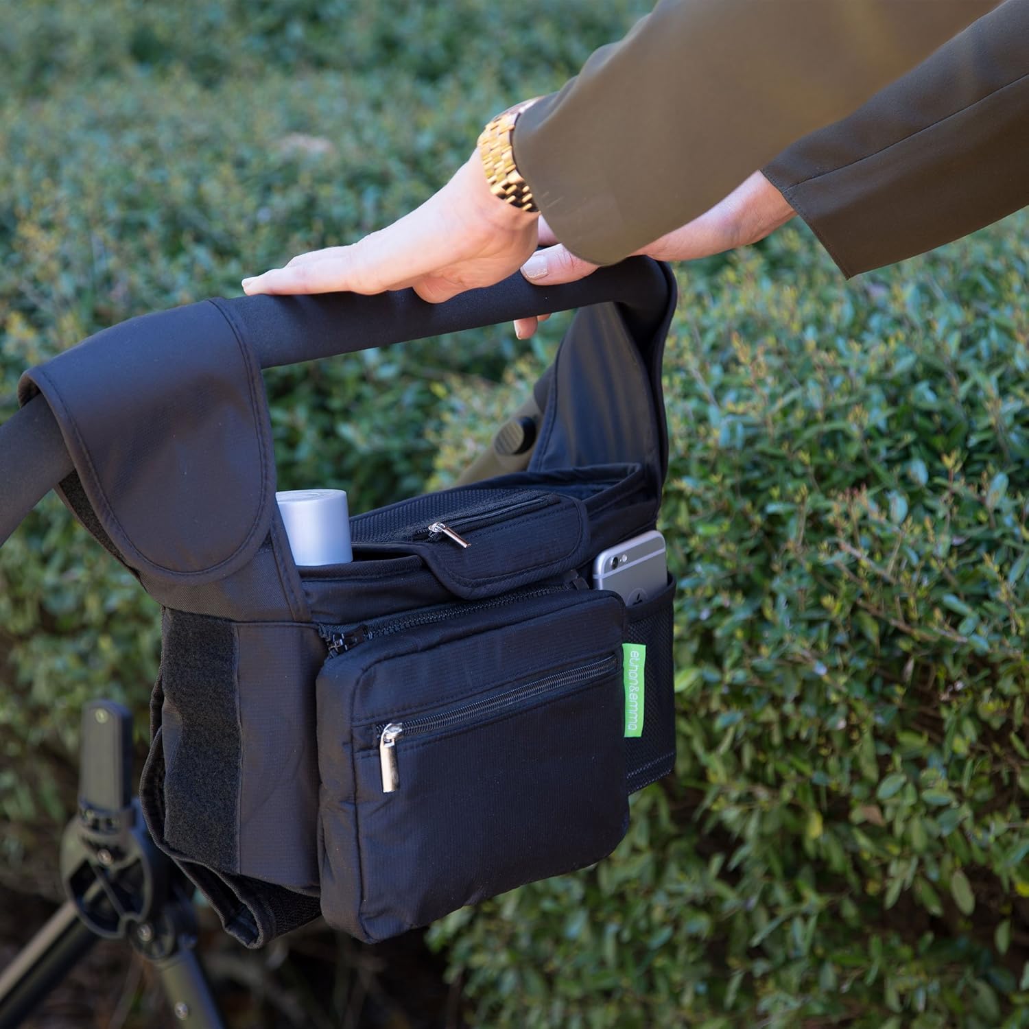 Ethan & Emma Universal Baby Stroller Organizer with Insulated Cup Holders for Smart Moms. Diaper Storage, Secure Straps, Detachable Bag, Pockets for Phone, Keys, Toys. Compact Design Fit All Strollers : Baby