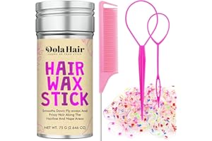 Dolahair Hair Wax Stick & Accessories - Flyaway Control for Kids & Women, 50 Pcs Colorful Elastic Hair Bands, 1 Pcs Slick Back Hair Brush, 2 Hair Loop Styling Tools (Pink)