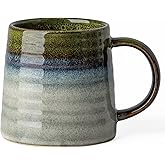 TaoTaojarvie Ceramic Coffee Mugs, 16oz, Large Capacity, Wide Bottom, Transmutation Glaze Craft, Handmade Pottery Mug, Tea Cups with Handle for Office/Home, Dishwasher and Microwave Safe (Light Green)