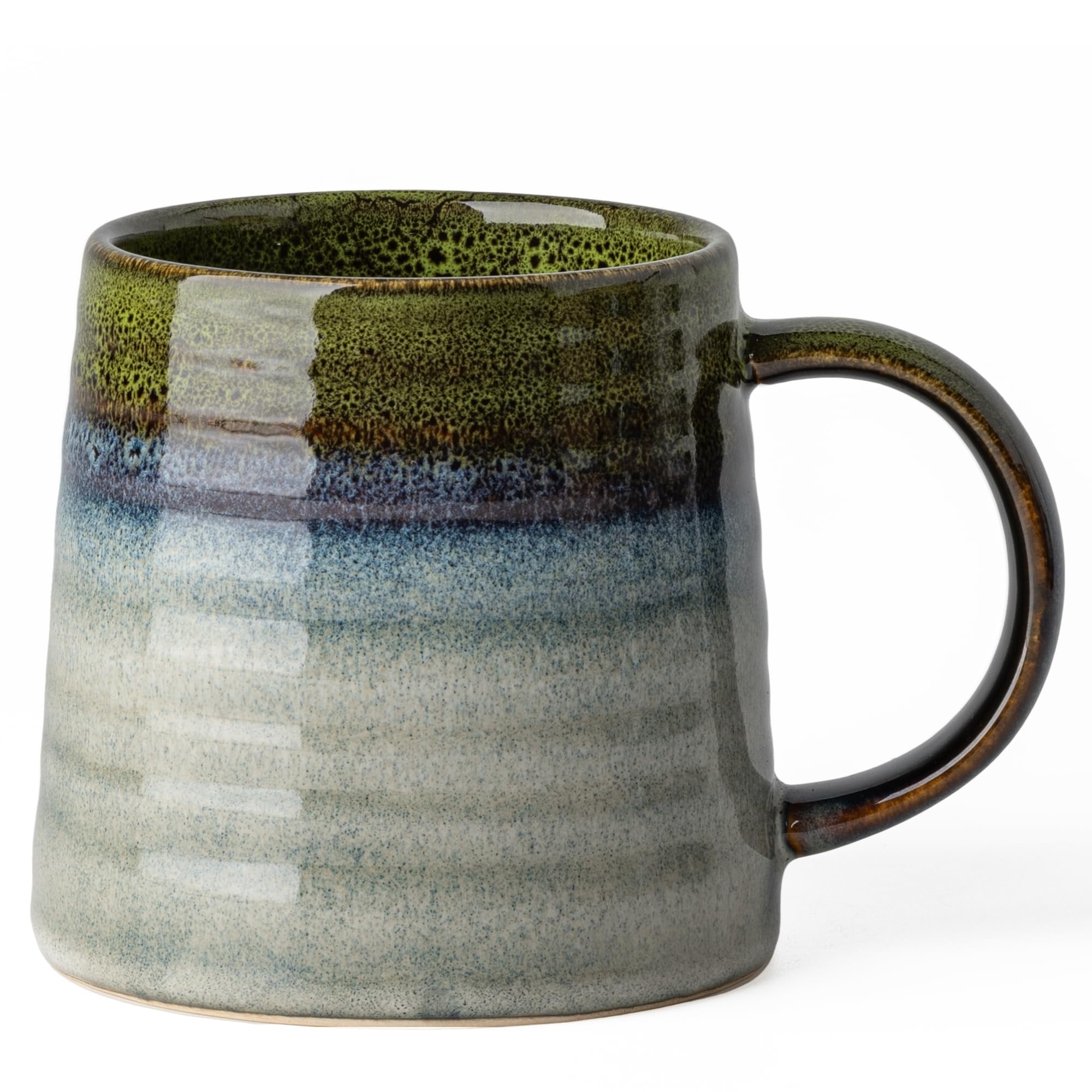 Photo 1 of TaoTaojarvie Ceramic Coffee Mugs, 16oz, Large Capacity, Wide Bottom, Transmutation Glaze Craft, Handmade Pottery Mug, Tea Cups with Handle for Office/Home, Dishwasher and Microwave Safe (Light Green)