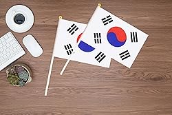 50 Pack South Korean Flags on Stick - Small Mini
