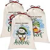 Personalized Christmas Santa Sack with Names - Customized Monogrammed Drawstring Gift Pouch for Holiday Presents - Custom Xmas Bag for Family & Best Friends, Gift for Mom & Dad