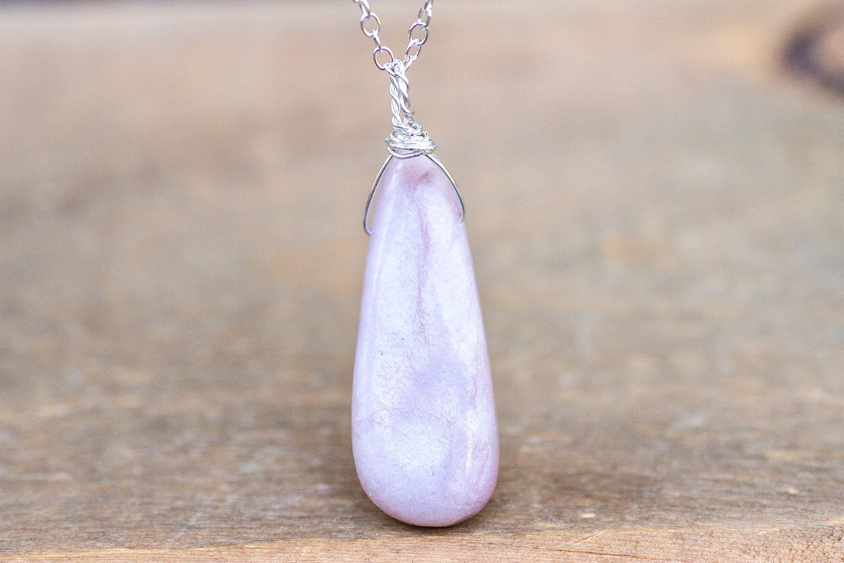 Pink Kunzite Crystal Necklace in Sterling Silver 16" to 18" with Extender