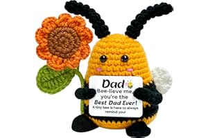 GIFTSFU Funny Bee Gifts for Dad from Daughter Son Wife, Fathers Day Birthday Gifts for Dads Men Husband Daddy, Best Dad Ever Gift, Handmade Emotional Support Crochet Bee Decor, Bonus Step Father Presents