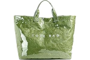 URAWOW Paper Tote Bags with PVC Surface for Women Top-handle Bag Vintage Clear Purses Handbag Satchel