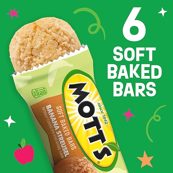 MOTT’S SOFT BAKED BARS, BANANA STREUSEL, MADE WITH APPLESAUCE, 6 CT, 5.76 OZ