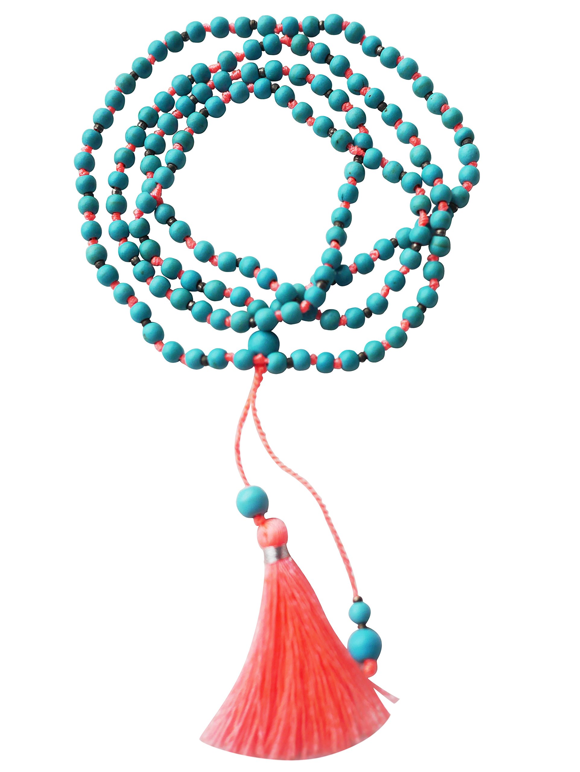 STAR BY QUEEN New Fashion Kallaite Stone Handmade Long Crystal Bead Chain Necklace with Tassel Pendant Sweater Neckalce