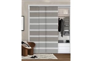 GoDear Design Adjustable Vertical Blinds, 45.8"-86" W, Up to 96" H, Extendable Track for Sliding Patio Doors, Trimmable Woven Panel Curtains, Limestone