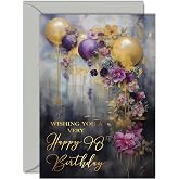 Beautiful Gold 98th Birthday Cards for Women and Men, Golden Party Balloons | Elegant Traditional Pretty Birthday Card for 98 Year Old Woman Man Her or Him, A5 Gorgeous Greeting Cards Gift